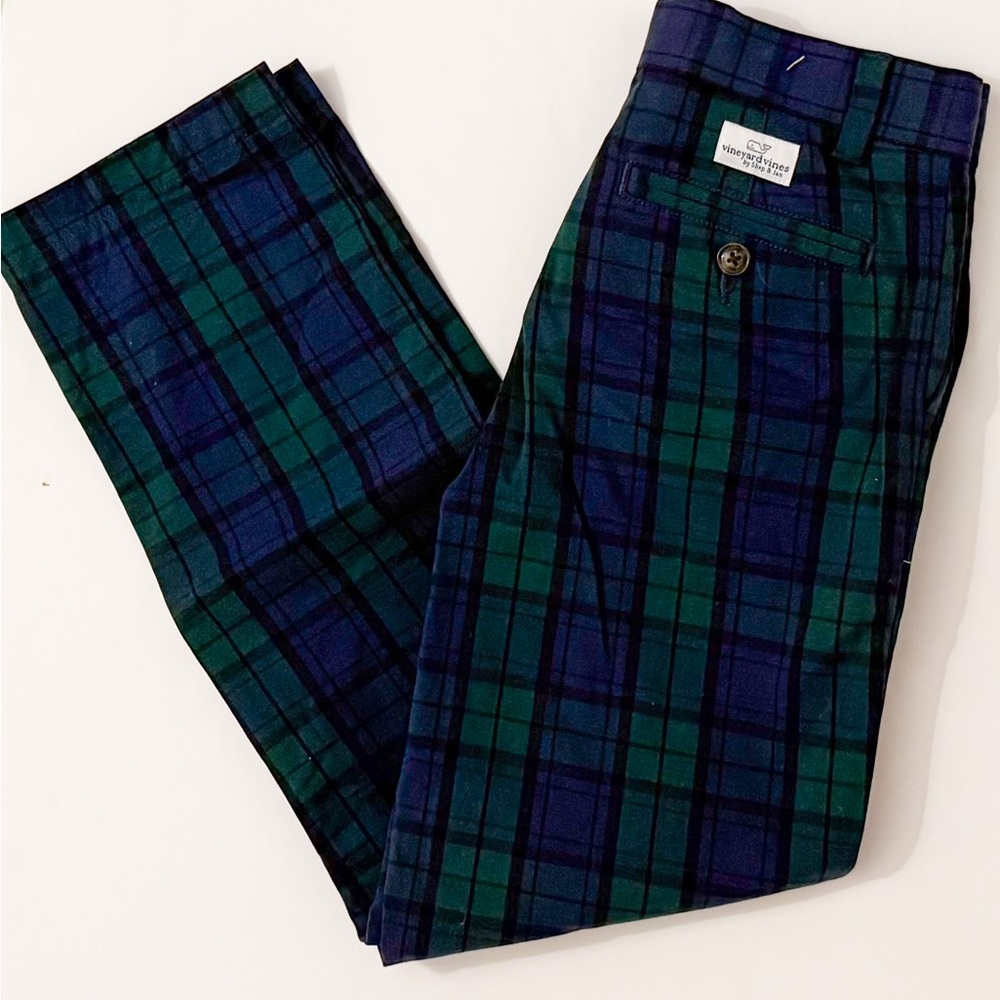 Plaid Vineyard Vines Trousers in Blue and Green